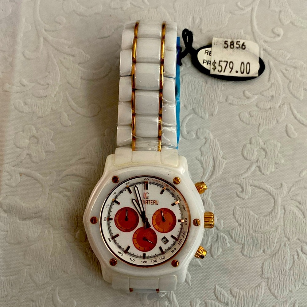 Le Chateau Watch, Ceramic, Rose color to Hold Each Link, Water Resistant. WR